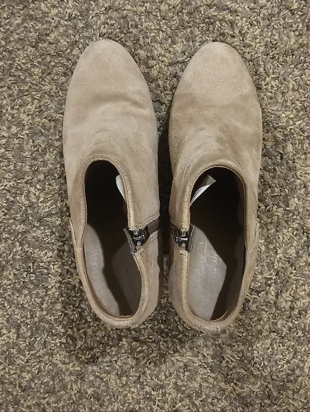 KOOLABURRA by UGG Zip Stacked Heel Suede Ankle Boots 9.5 Camel/Beige 3.25